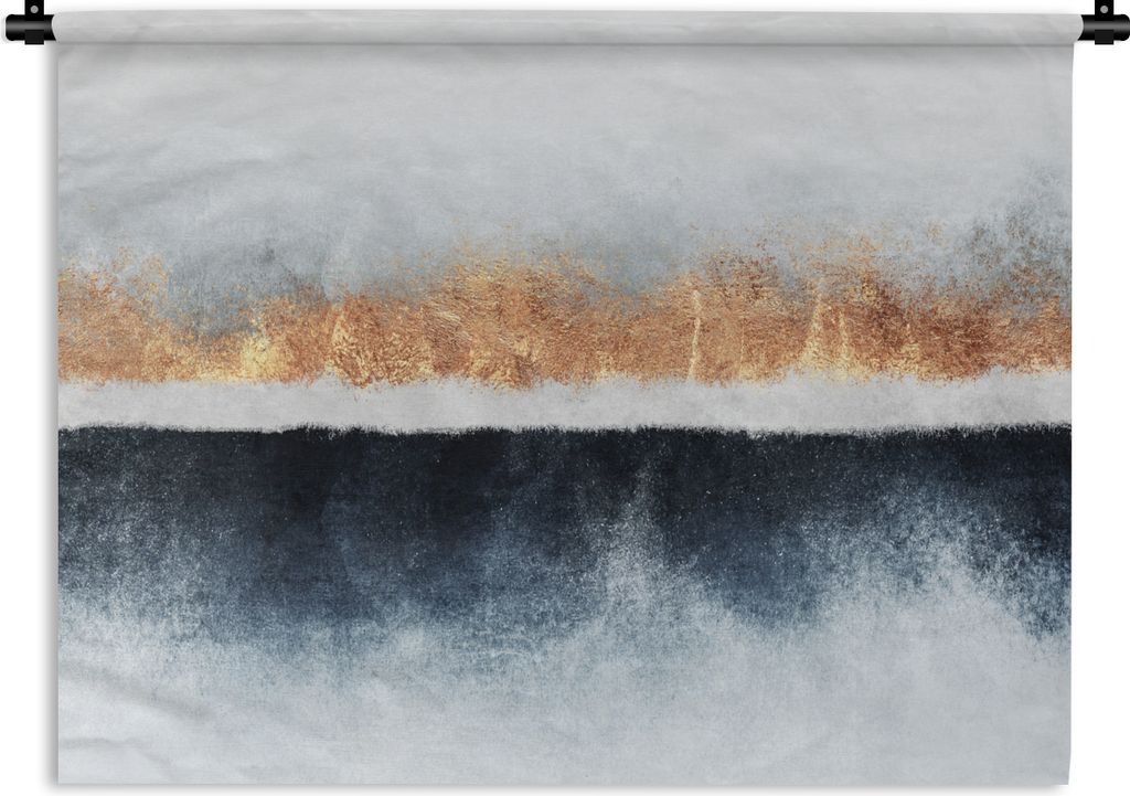 MuchoWow Wandteppich Wandbehang Gold - Abstrakt - Design 120x90 cm Tapisserie Dekoration Wandtuch - Wohnen - Aufhänger für die Wand