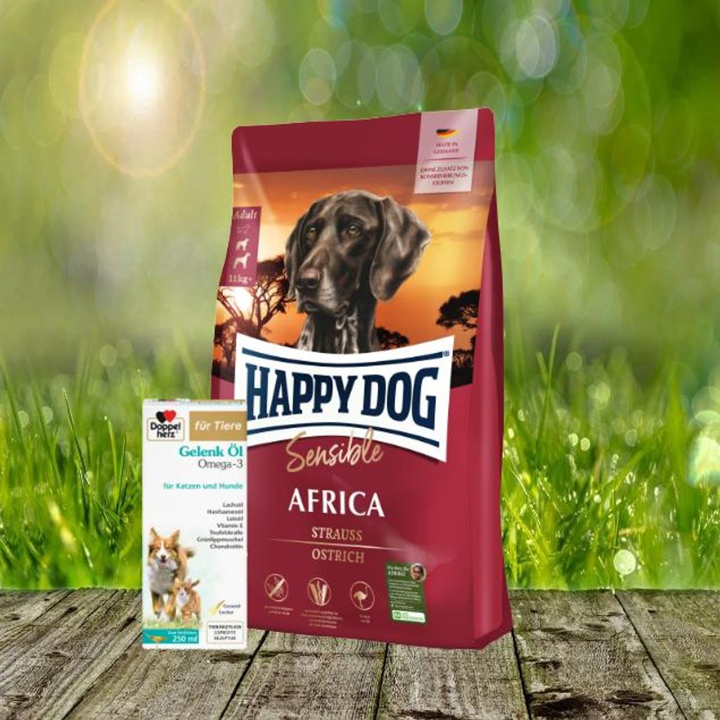 Happy Dog Supreme Sensible Africa 12,5 kg + Doppelherz Gelenk Öl Omega-3 250 ml