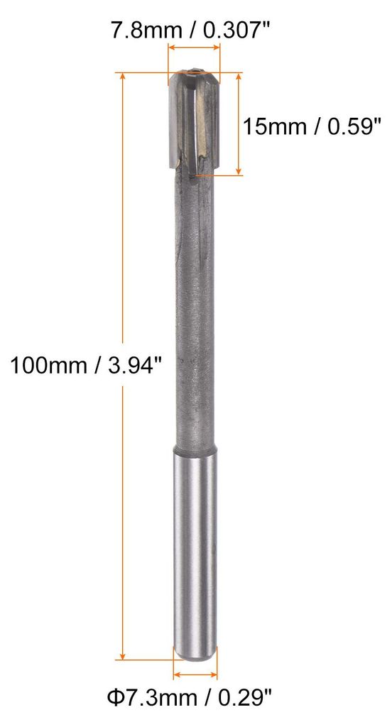 Hartmetall Reibahle 7.8 mm, 4 Schneidig, H8/H7 Genauigkeit, Sandstrahlbeschichtung Maschinenreibahle fš¹r Metall Holz Loch Reiben, Gerade Nut Hoc...