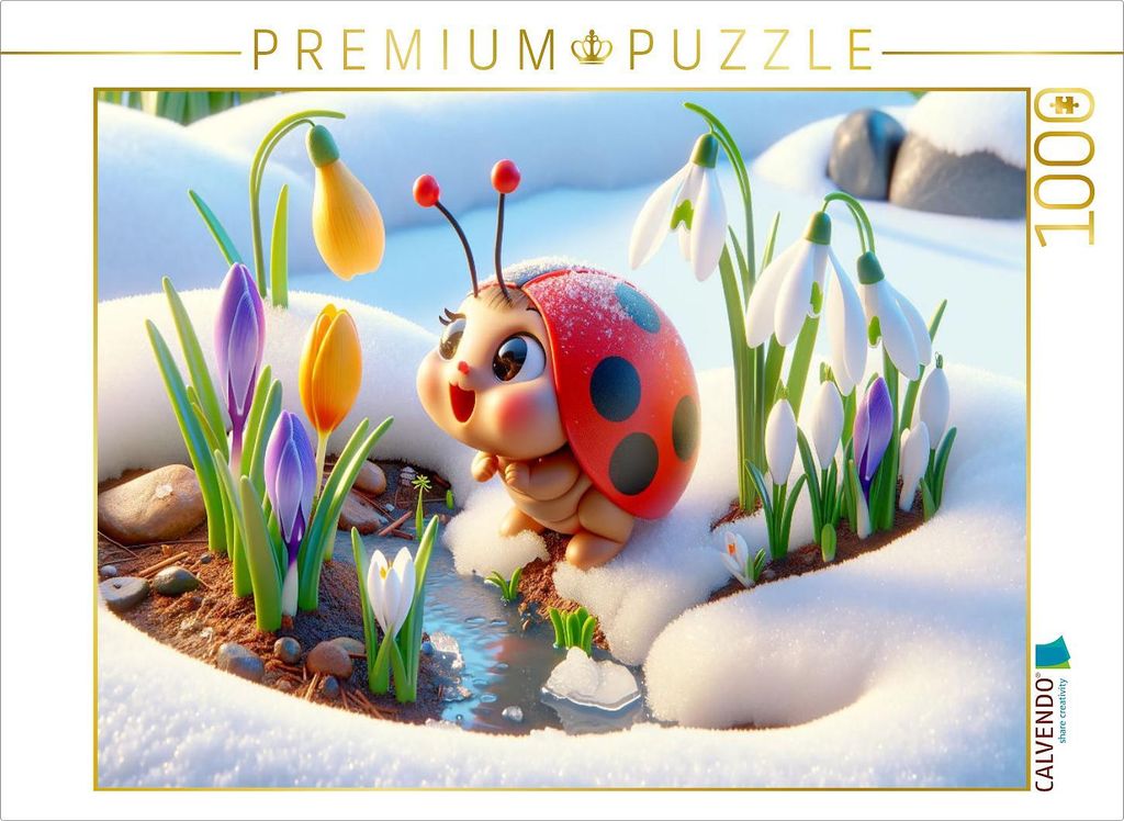 CALVENDO Puzzle Entdeckung der Frühlingsblumen im schmelzenden Schnee | 1000 Teile Lege-Größe 64x48cm Foto-Puzzle für glückliche Stunden