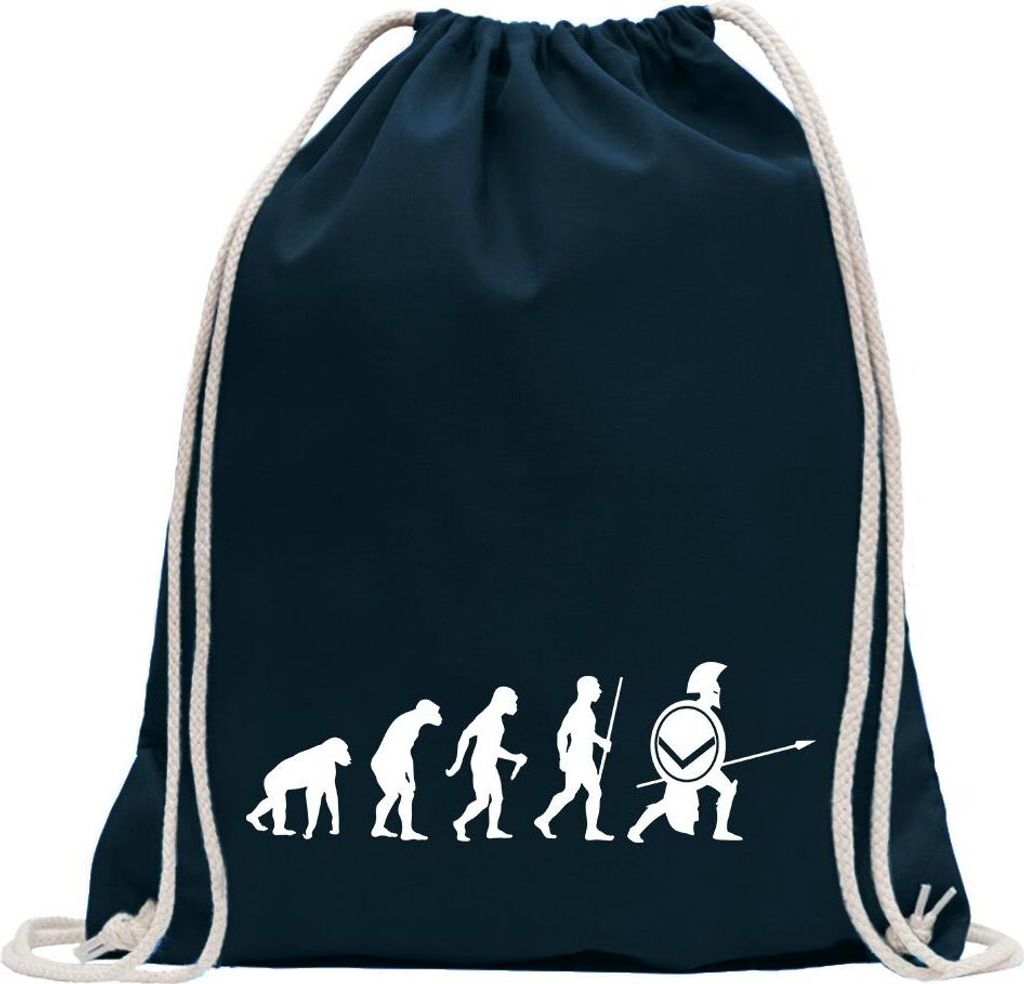 Kiwistar - Turnbeutel - dunkelblau - Spartaner Sparta Evolution - Fun Rucksack Sport Beutel Gymsack Baumwolle mit Ziehgurt