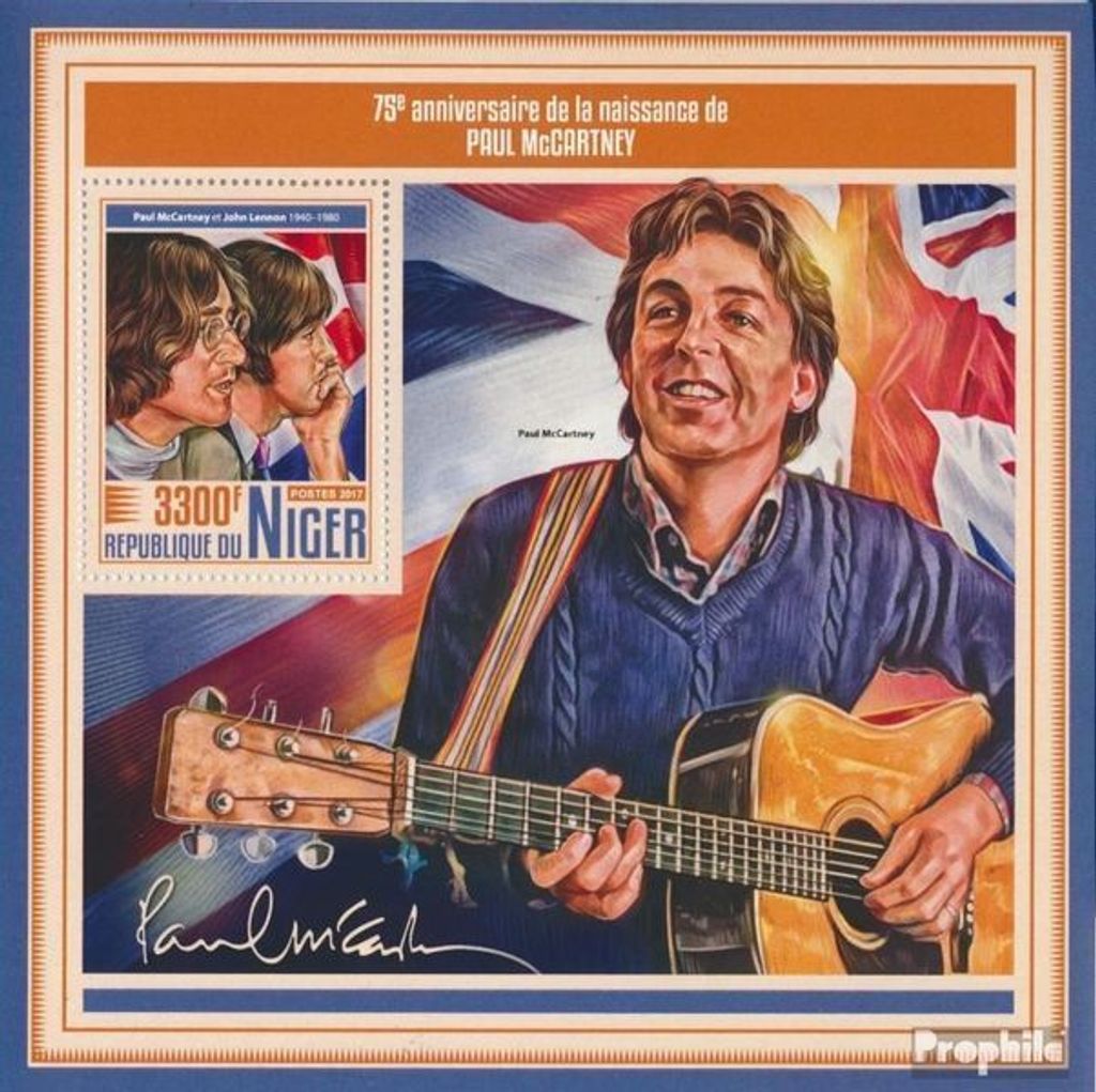 Briefmarken Niger 2017 Mi Block 770 (kompl. Ausg.) postfrisch Paul McCartney
