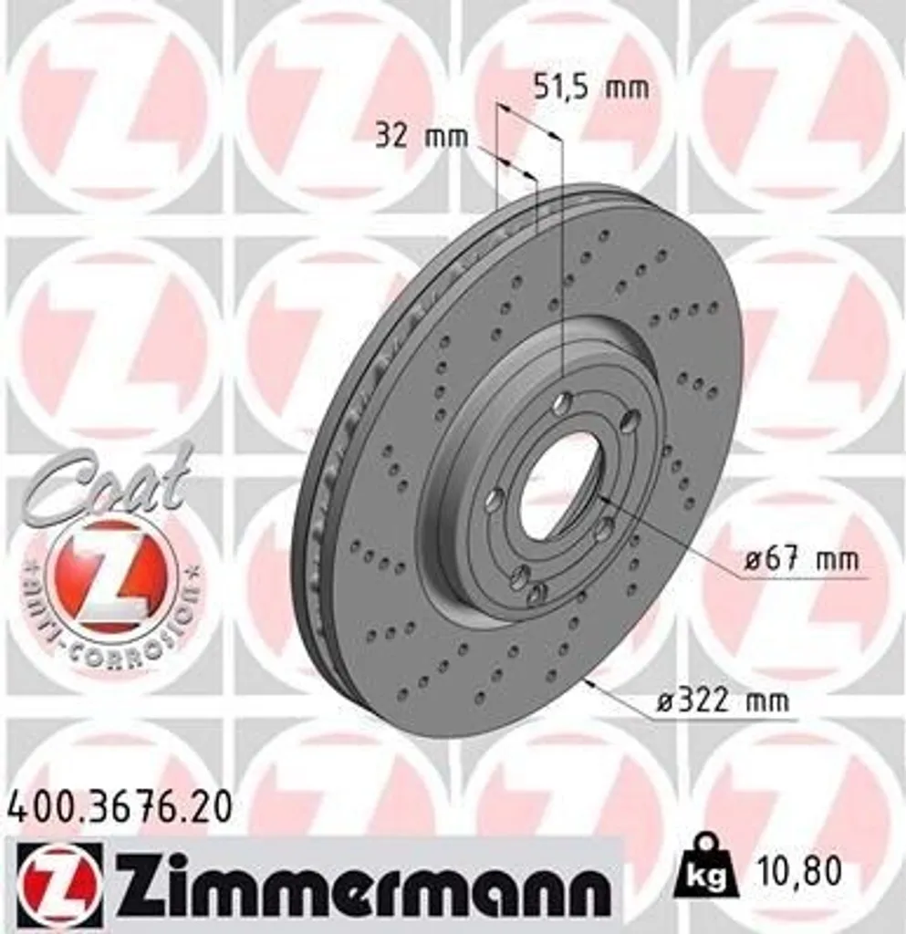 Disque Zimmermann Coat Z 400.3676.20 Haute Performance pour CLS 218