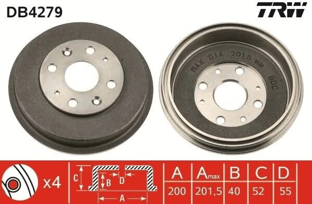 Tambour de frein TRW DB4279 pour Mazda Demio et MX-3 : Freinage sûr