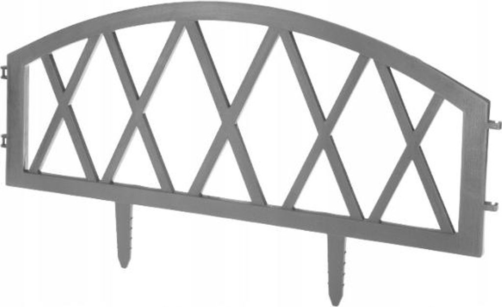 Modularer Gartenzaun, 4 Elemente, grau, für Beete, Kunststoff, 58,5 x 32 cm