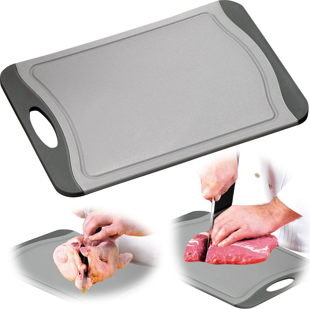 LS-LebenStil Tranchierbrett Schneidebrett 36cm mit Griff Saftrille rutschfest Kunststoff Küchenbrett Brotschneidebrett Vesper Servierbrett