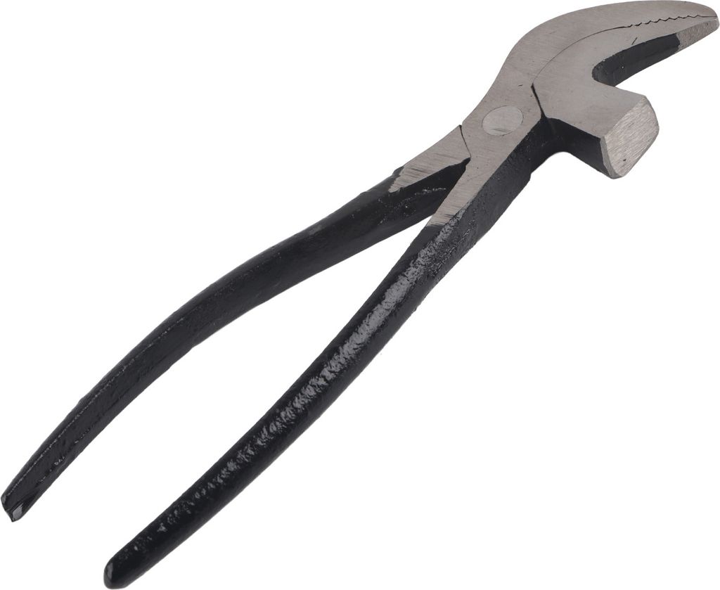 A pair of cobbler's pliers on a white background.