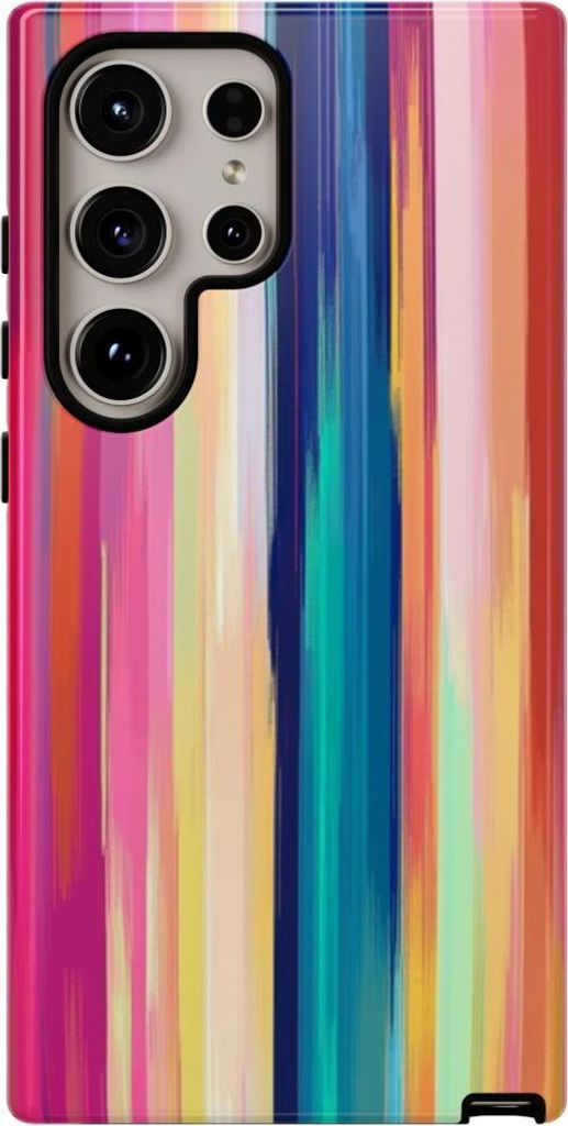 Bunte Streifen in abstraktem Design – Hülle Kompatibel mit Samsung Galaxy S24 Ultra