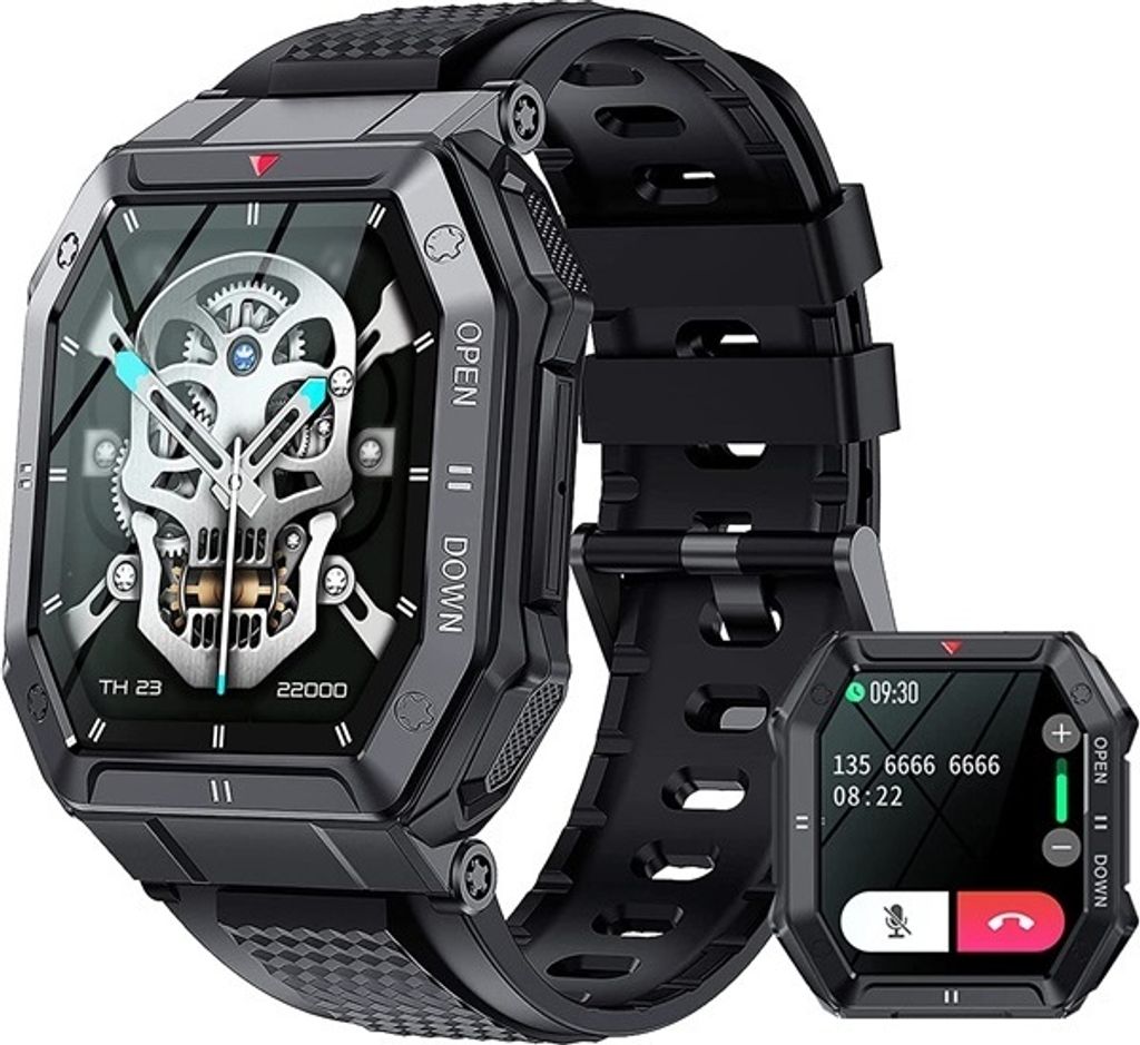 Smartwatch Herren mit Telefonfunktion, 1,85” Touchscreen Männer Sportuhr 24 Sportmodi Fitness Tracker Blutdruckmessung Pulsmesser Kalorienzähle...