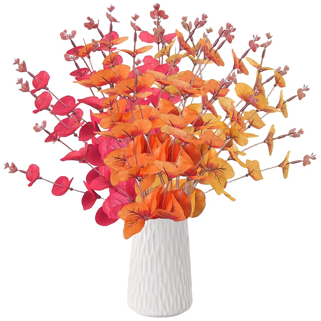 Eucalyptus artificiel sans entretien : lot de 9 tiges 35cm aspect vrai