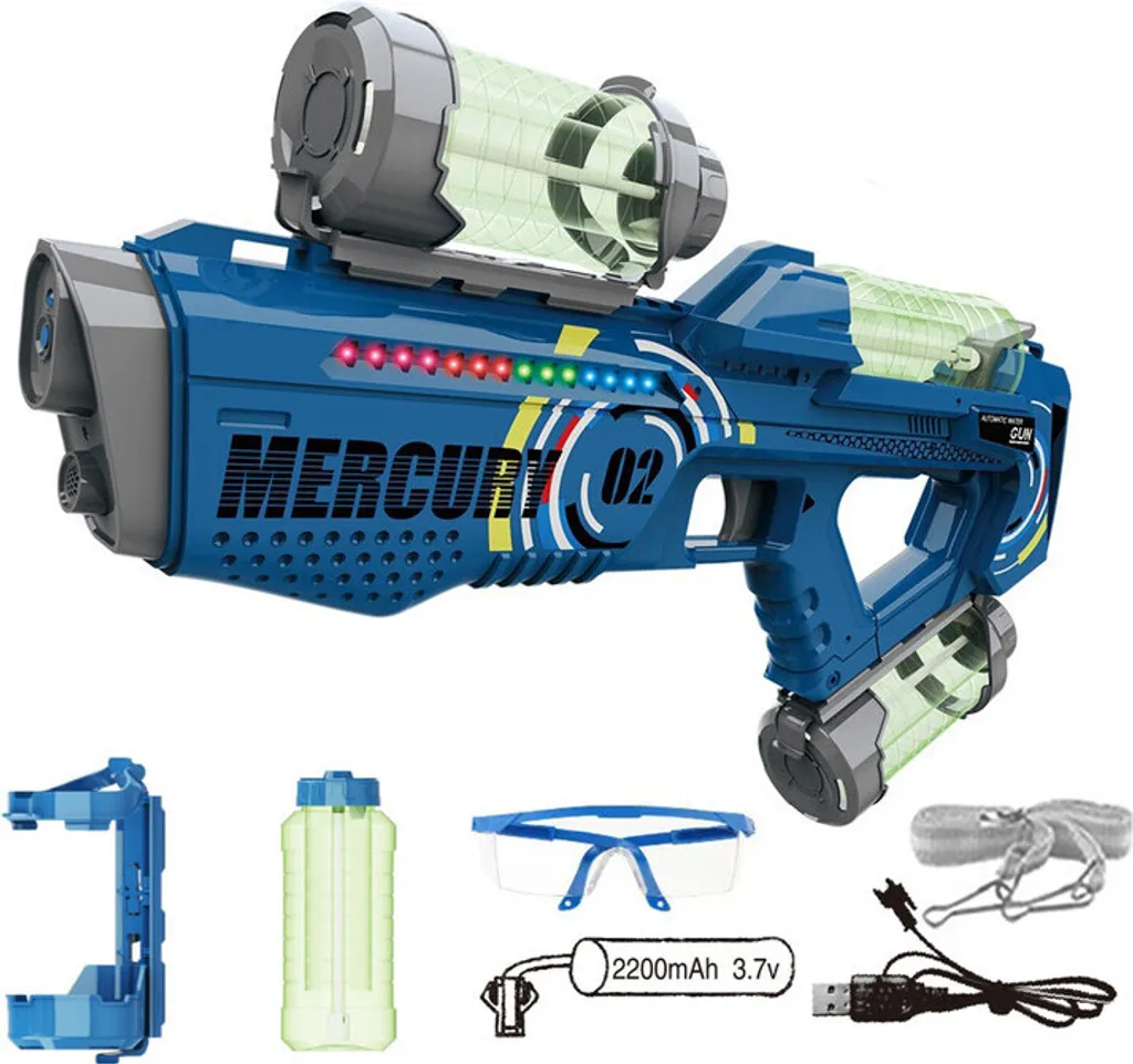 Pistolet à Eau électrique Puissant – 500 Ml, LED, Portée 9 M, Pour Enfant Et Adulte