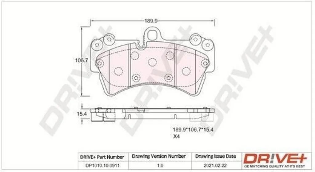 Plaquettes de frein avant Dr!ve+ DP1010.10.0911 - OE 4L0 698 151 C pour Audi Q7
