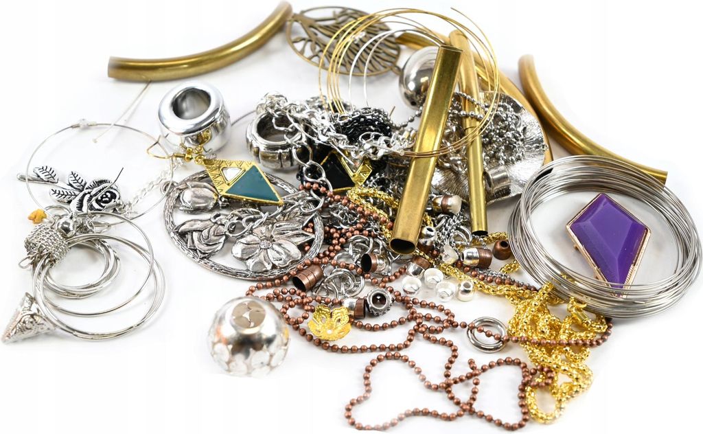 Schmuckzubehör Mix 1kg - Metall Elemente & Perlen - Bastelset für DIY Schmuck