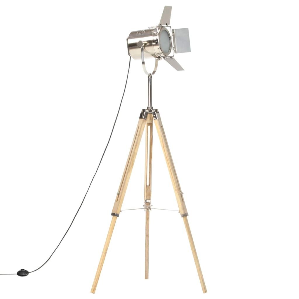 vidaXL Lampada da terra treppiede in legno massiccio di Immagine del prodotto 