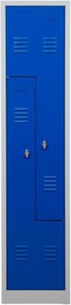 Garderobenspind Camel | 2-Fächer-Z-Design| HxBxT 180x41x50 cm | Vorhängeschloss | Grau-Blau