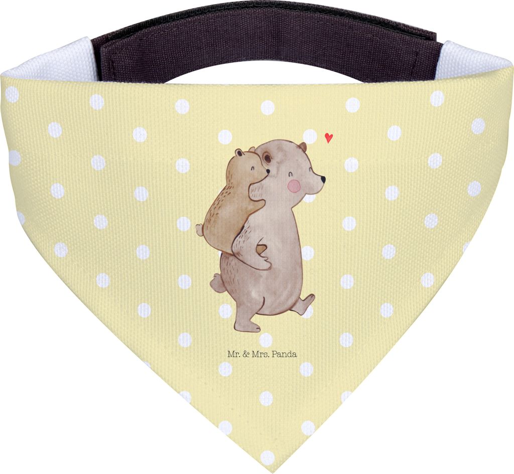 Mr. & Mrs. Panda Bandana Papa Bär - Gelb Pastell - Geschenk, Vatertag, Vater, Geburtstag, Hundehalstuch, Muttertag, Dreieckstuch, Hunde Hals Tuch,...