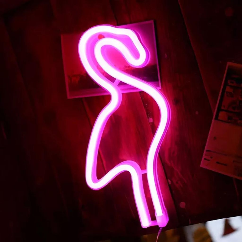 NEON LED Licht, dekorative USB Batterie Leuchte, Flamingo Produktbild 