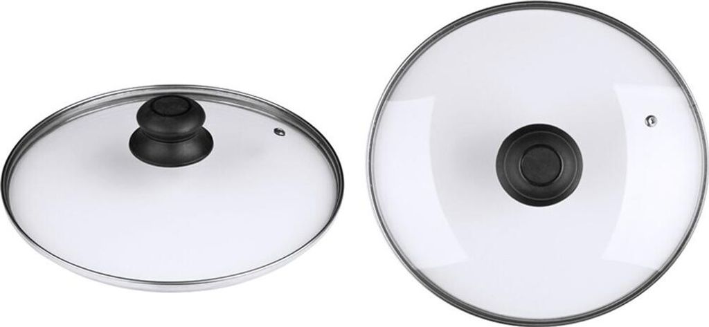 Michelino Glasdeckel für Pfannen/Töpfe 24 cm mit Dampfauslass & Kunststoffgriff