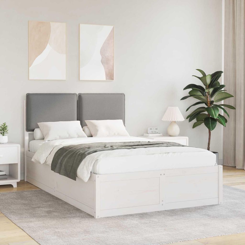"Schlussverkauf" Einzelbett 1 PLACE - Bettgestell einzel - mit gepolstertem Kopfteil - Hellgrau 120x190 cm C1312