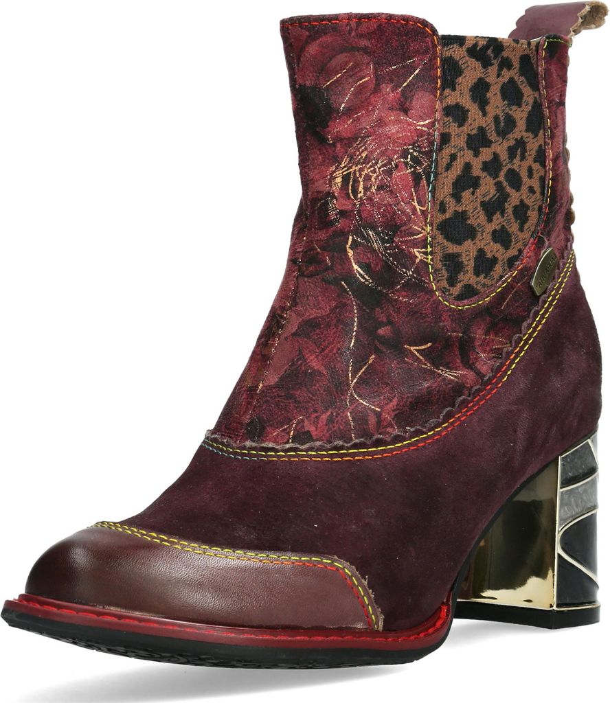 Laura Vita Damen Stiefelette Chelsea Boot mit Leopardenmuster Marbreo 09, Größe:37 EU, Farbe:Rot