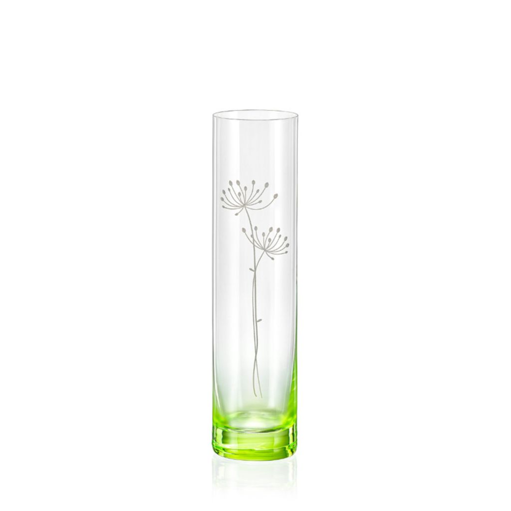 Vase Blumenvase Dekovase Kristallvase Spring grün Blumen Gravur K0800 Kristallglas 240 mm Bohemia Crystalex