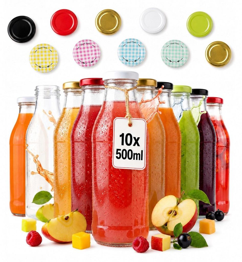 Bimberek KUBUŚ glazen flessen van 500 ml met deksel (10 Productafbeelding 