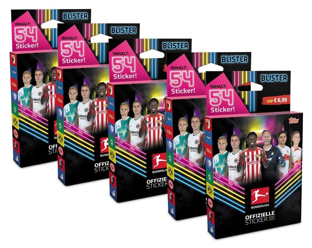 Topps Bundesliga Sammelsticker 2022/23 - 5 Blister