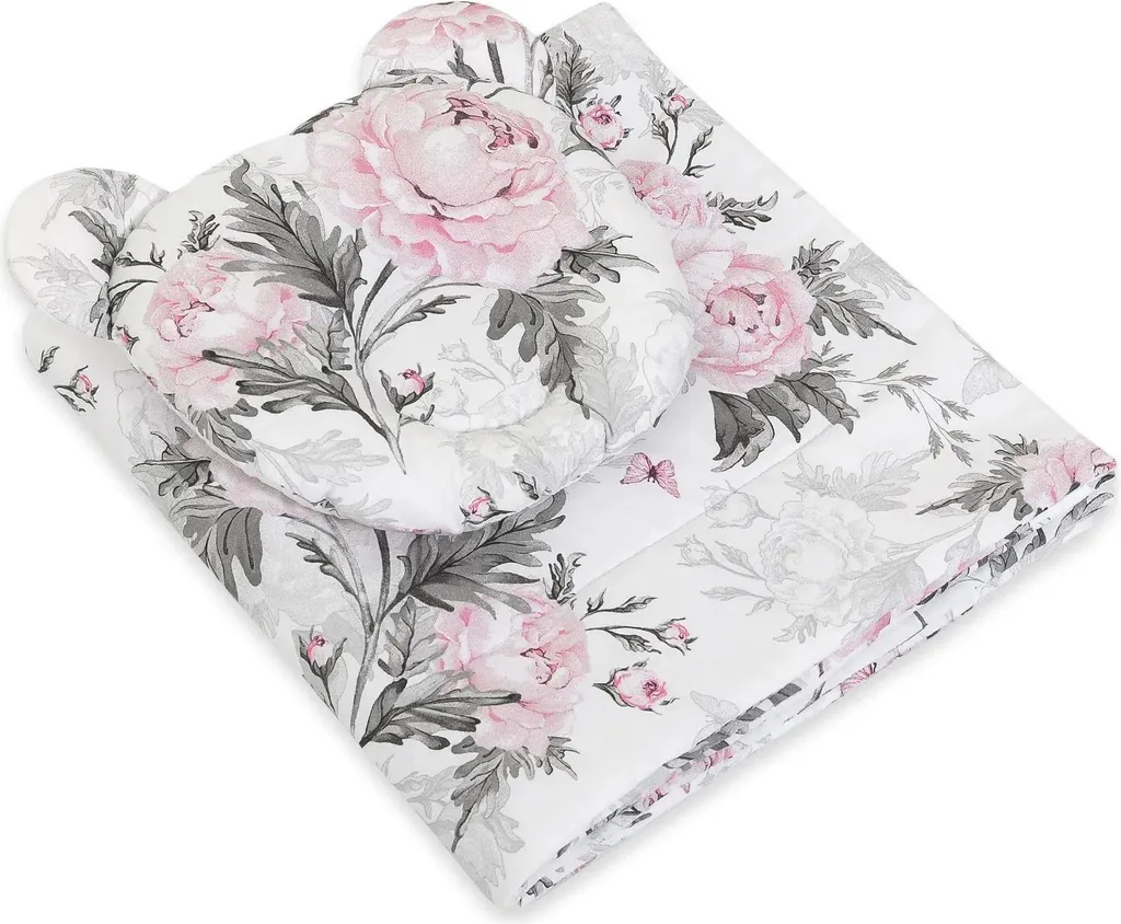 Couverture rembourrée avec coussin Miś Pivoines romantiques 2 pièces