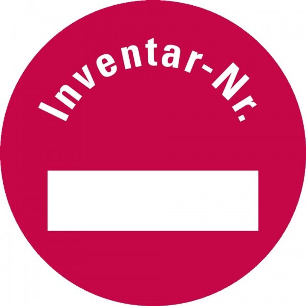 Dreifke Aufkleber I Inventaretikett Inventar-Nr., rot, Dokumentenfolie, selb...