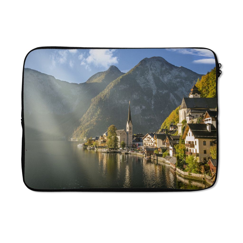 MuchoWow Laptop Hülle 13 Zoll Die Sonne scheint auf Hallstatt in Österreich Laptoptasche - Laptophülle - Sleeve - Rundumschutz