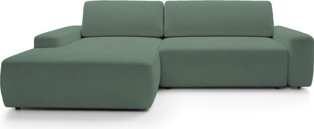 DomoHome Sofa BOULI 4-Sitzer Mit Raven-Stoff,Integrierte Schlaffunktion 130x210cm,Lichtechtheit,Freistehend,Bettzeugbehälter,264x162x82cm,Linke-Se...