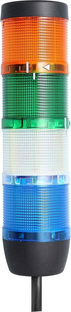 STEX24 Signalsäule blau-weiß-grün-gelb, 70mm, 24V AC/DC, LED-Blinklicht Kabel 2,5 Meter, SS70-OB4/24 126