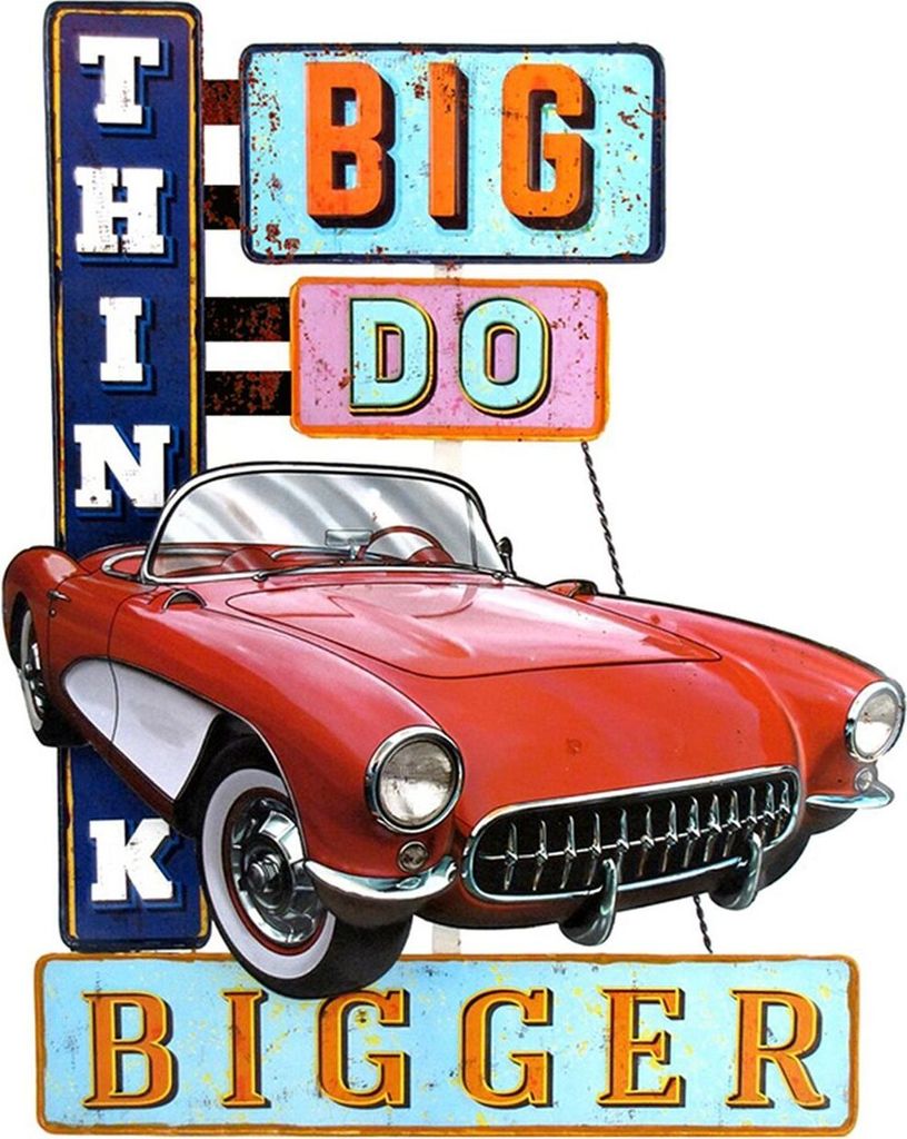 Clayre & Eef Texttafel „Think Big“, rot, 48 x 1 x 60 cm