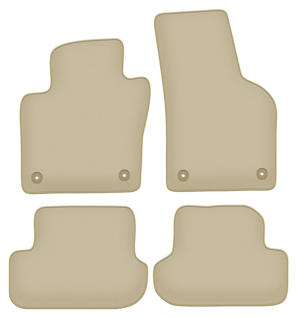 Velours-Fußmatten PREMIUM beige passend für Volkswagen Beetle (2012-2019, Cabrio, Coupé) – mit Befestigungen – passgenau