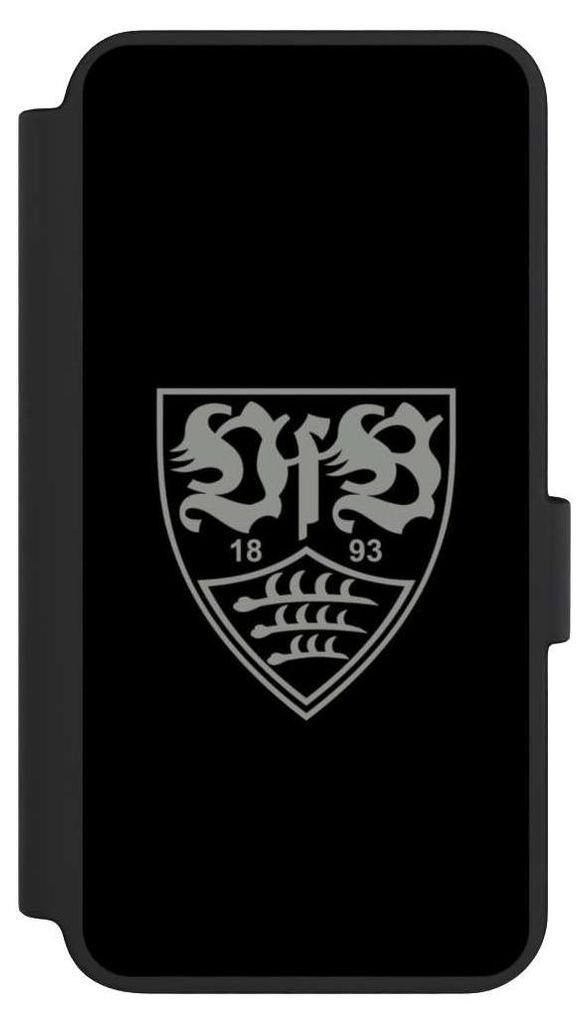 NIVOCASE Klapphülle für Samsung Galaxy S23 Handyhülle aus Kunst Leder NIVOflip schwarz Logo Offizielles Lizenzprodukt VfB Stuttgart