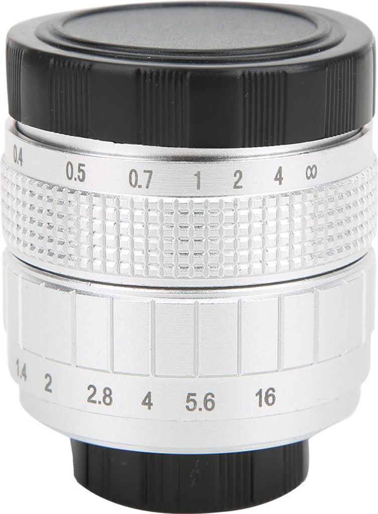 50 mm F1,4 C-Mount-Objektiv, verwendet mit Adapterring für spiegellose Canon-Kameras, Silber
