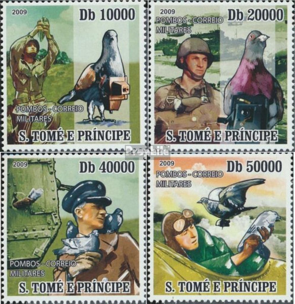 Briefmarken Sao Tome e Principe 2009 Mi 4115-4118 (kompl.Ausg.) postfrisch Brieftauben im Dienste des Militärs