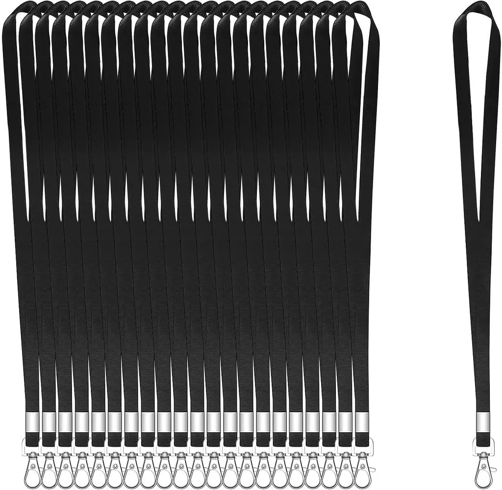 Lot de 100 Cordons Noirs pour Badges avec Clip Métallique Robuste