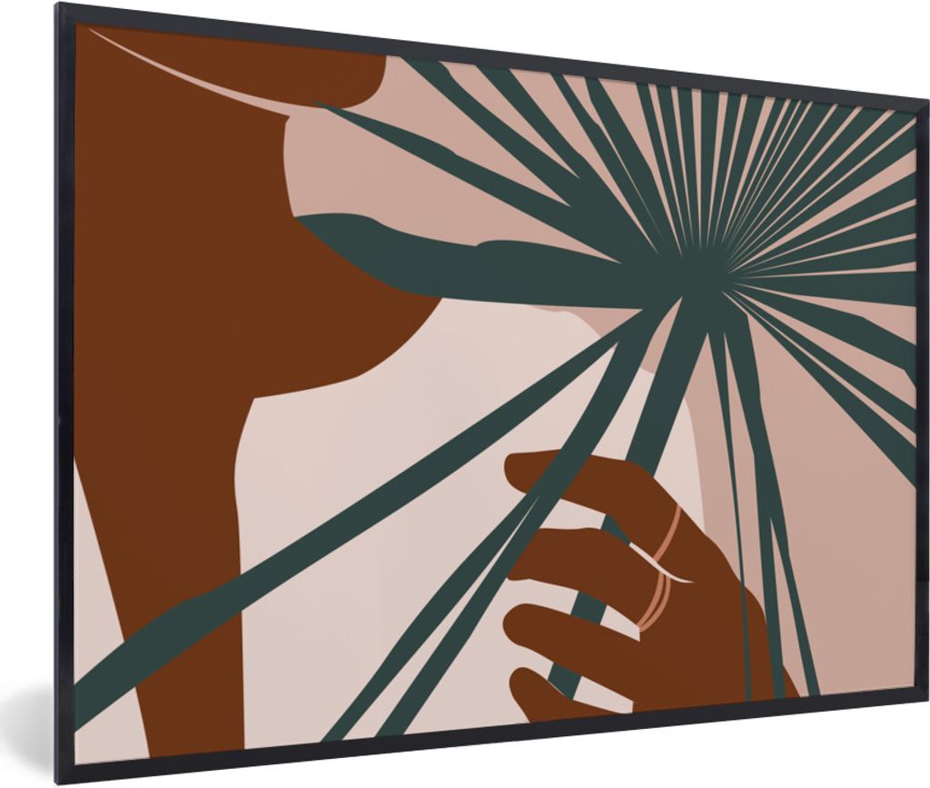 MuchoWow Gerahmtes Poster Pflanze - Tropisch - Abstrakt 30x20 cm - Poster mit Schwarzem Bilderrahmen Wandposter Rahmen Foto Bilder - Kunstdruck -...