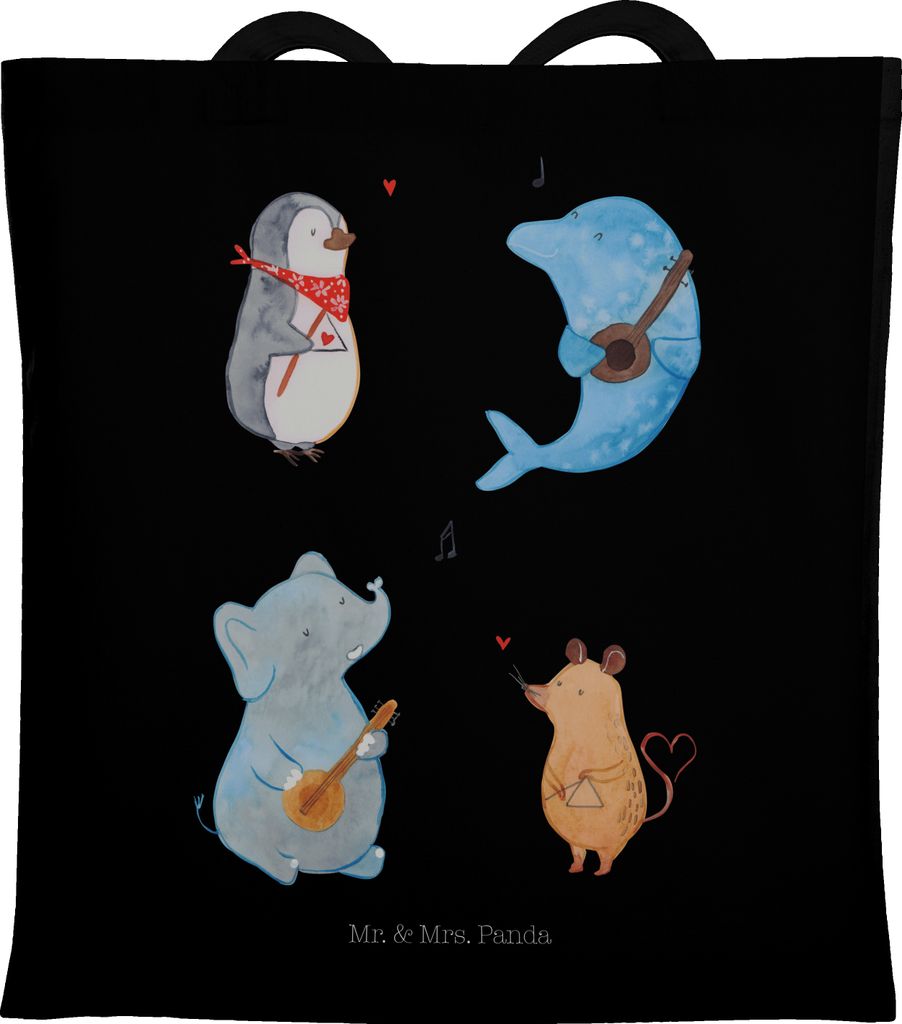 Mr. & Mrs. Panda Jutebeutel Big Band - Schwarz - Geschenk, Elefant, Maus, Musik, Delfin, Stoffbeutel, festival tasche, Tote Bag, Lustige Sprüche, ...