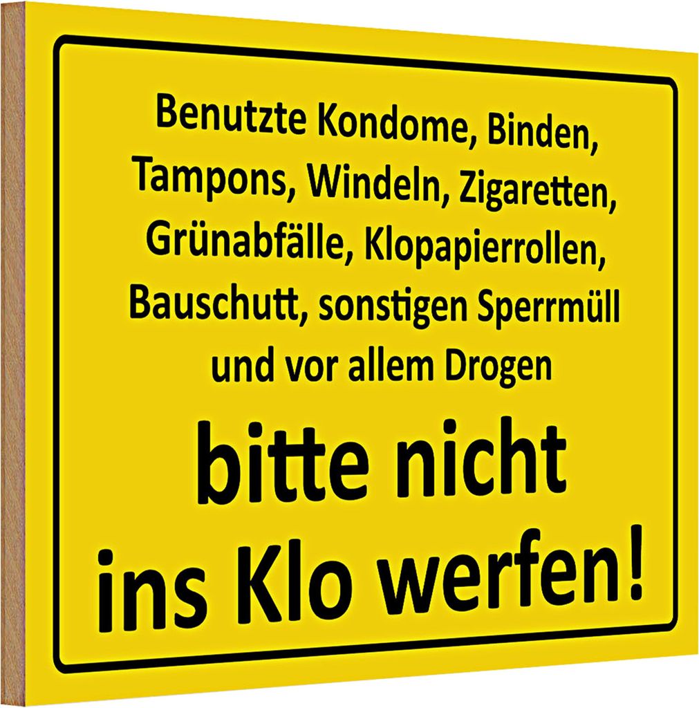 Holzschild 30x20cm bitte nicht ins Klo werfen