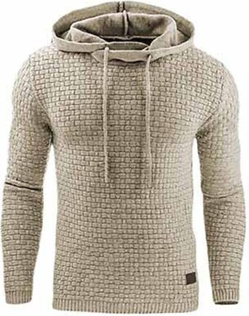ASKSA Herren Kapuzenpullover Hoodie Herren Waffel Sweatshirt Herren mit Kapuze Casual Langarm Streetwear Hoodie Pullover,Aprikose,4XL