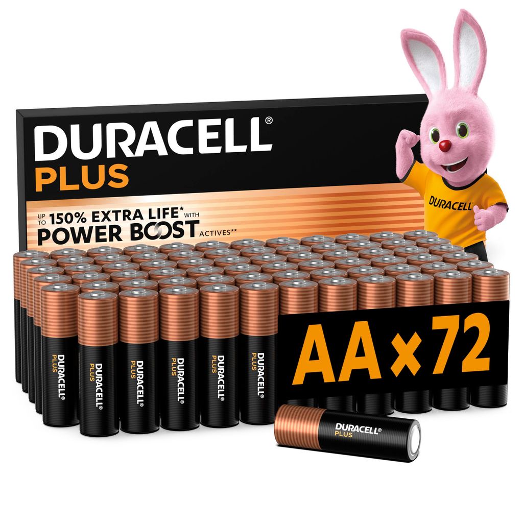 Duracell Plus AA Batterien (72er-Pack) Alkali 1,5 V Hochleistungsbatterien Batterie Bis Zu 150% Längere Lebensdauer Mit Power Boost Active
