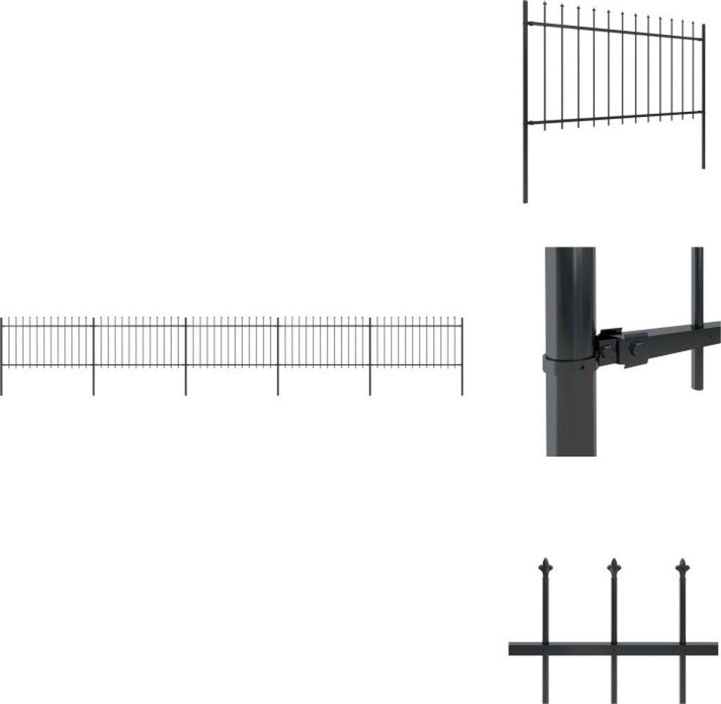 vidaXL Gartenzaun mit Speerspitzen Stahl 8,5 x 1 m Schwarz - Zaunfelder