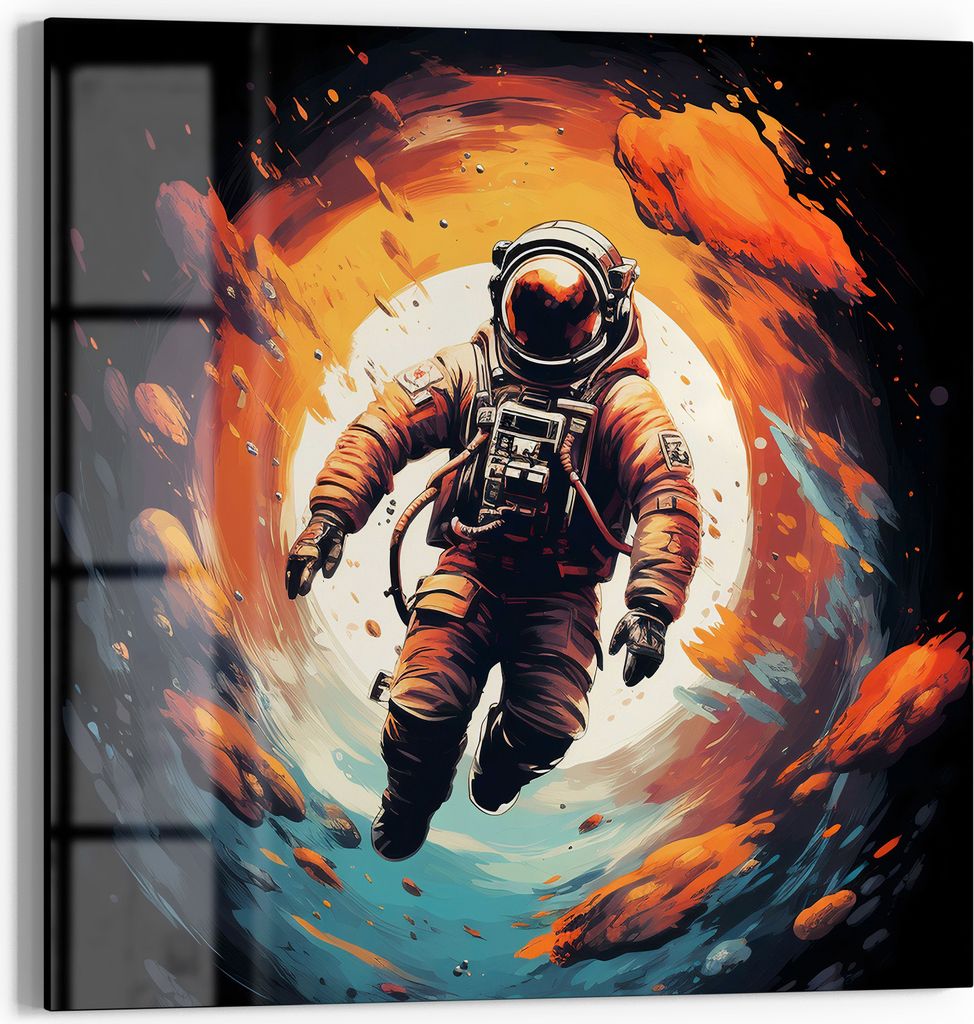 DEQORI Magnettafel Glas 30x30 cm 'Schwerelose Weite' beschreibbar Whiteboard Küche