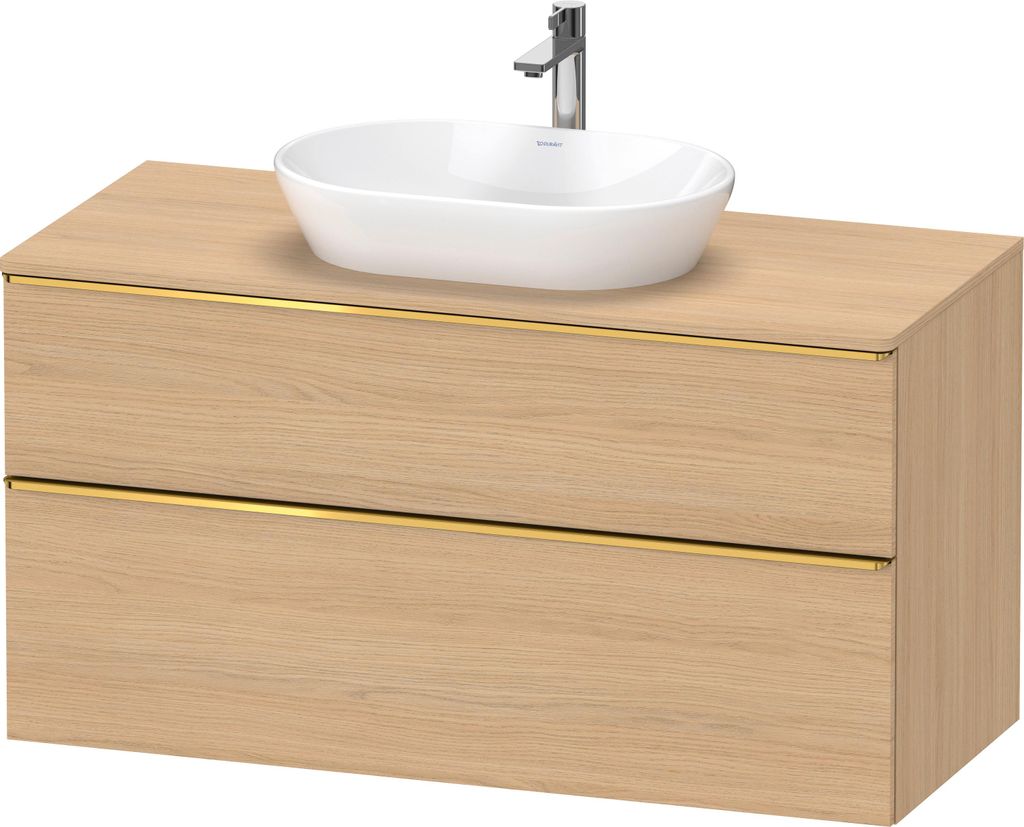 Duravit D-Neo Konsolenwaschtischunterbau wandhängend, 1200x664x550mm, 1 Auszug, 1 Schubkasten, mit Griff Gold poliert, DE4969034300000