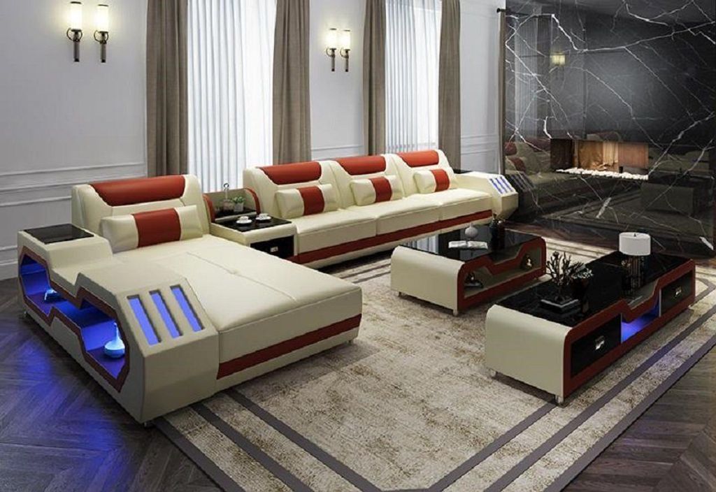 Wohnlandschaft Ecksofa Design Polster LED