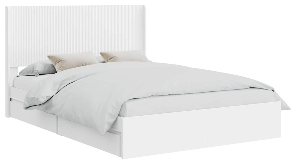 Bettgestell mit Stauraum und Kopfteil Weiß 160 x 200 cm