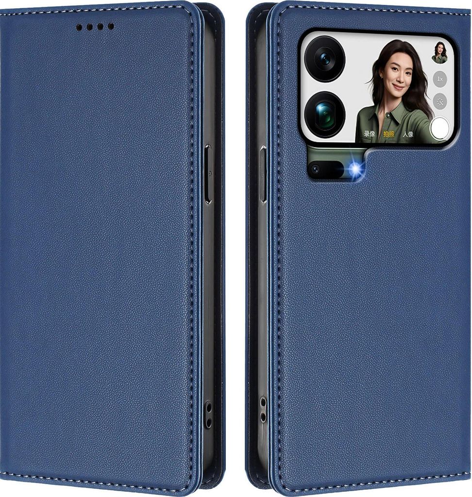 Handyhülle für Xiaomi 17 Pro Max, Kunstleder Klapphülle Stoßfeste Magnetische Hülle mit Ständer Dunkelblau