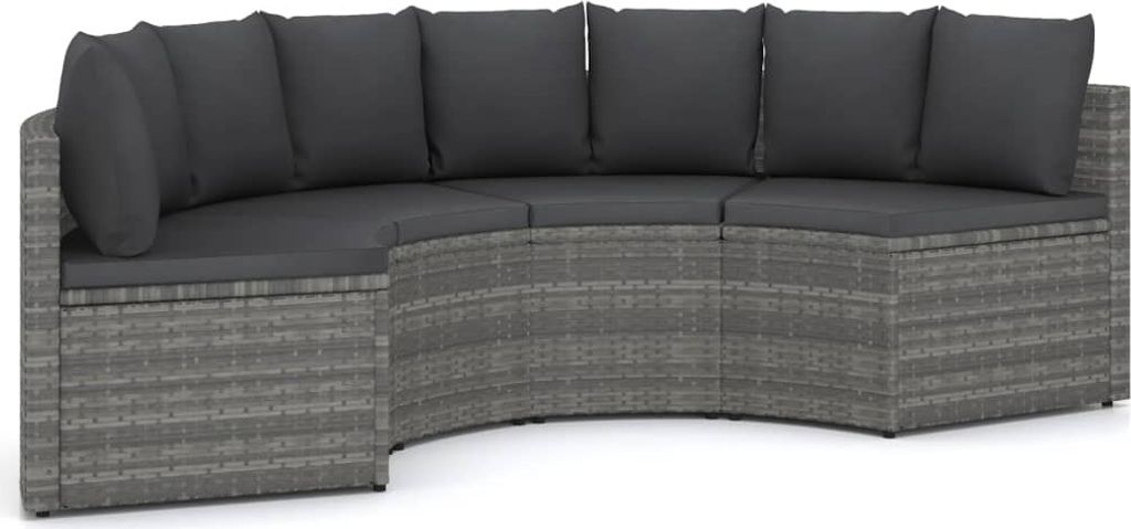 4-tlg. Garten-Sofagarnitur mit Auflagen Poly Rattan Grau
